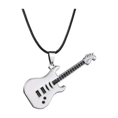 Colgante de Guitarra Eléctrica con Cordón Negro, Acero Inoxidable