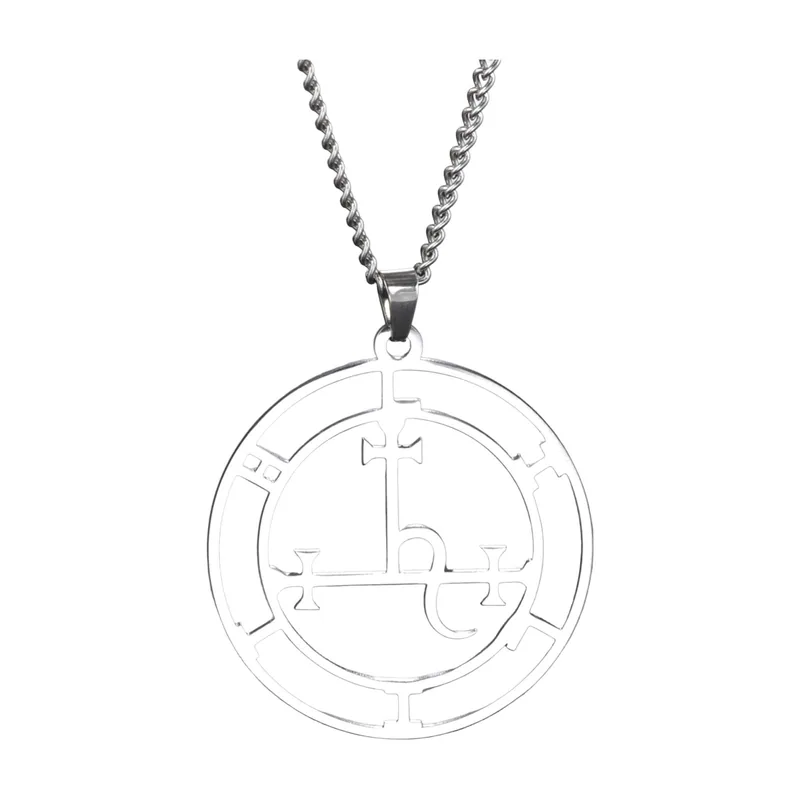 Kabbalah Amulet Pendant with Curb Chain, Stainless Steel
