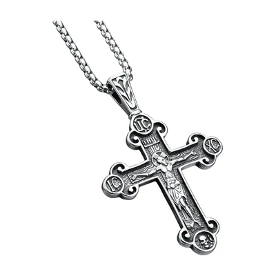 Collana Croce Crucifisso con Dettaglio Teschio, Acciaio Inossidabile
