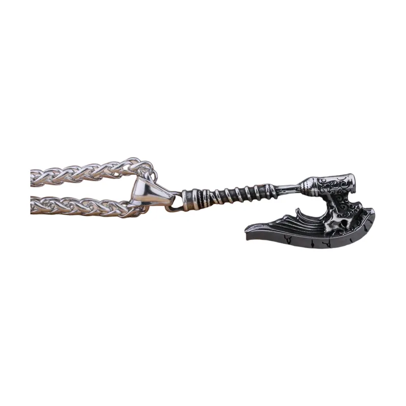 Wikinger Axt Anhänger mit Weizenkette, Edelstahl