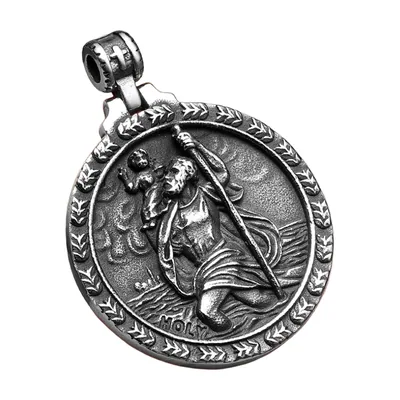 Heiliger Christophorus Medaillon Anhänger mit Kette, Edelstahl