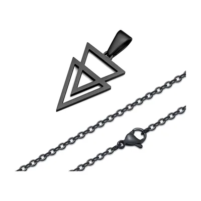 Geometrischer Doppel-Dreieck Anhänger, Edelstahl