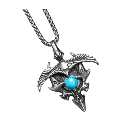 Adler Anhänger mit blauem Stein, Edelstahl