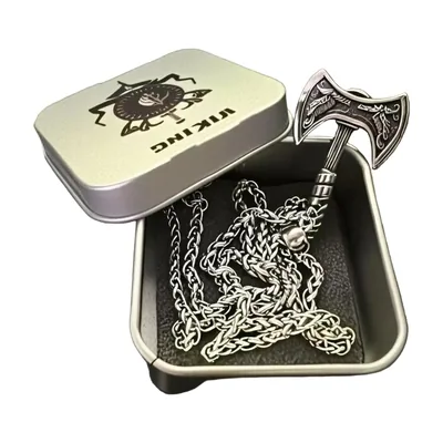 Colgante de Hacha Vikinga con Runas, Acero Inoxidable