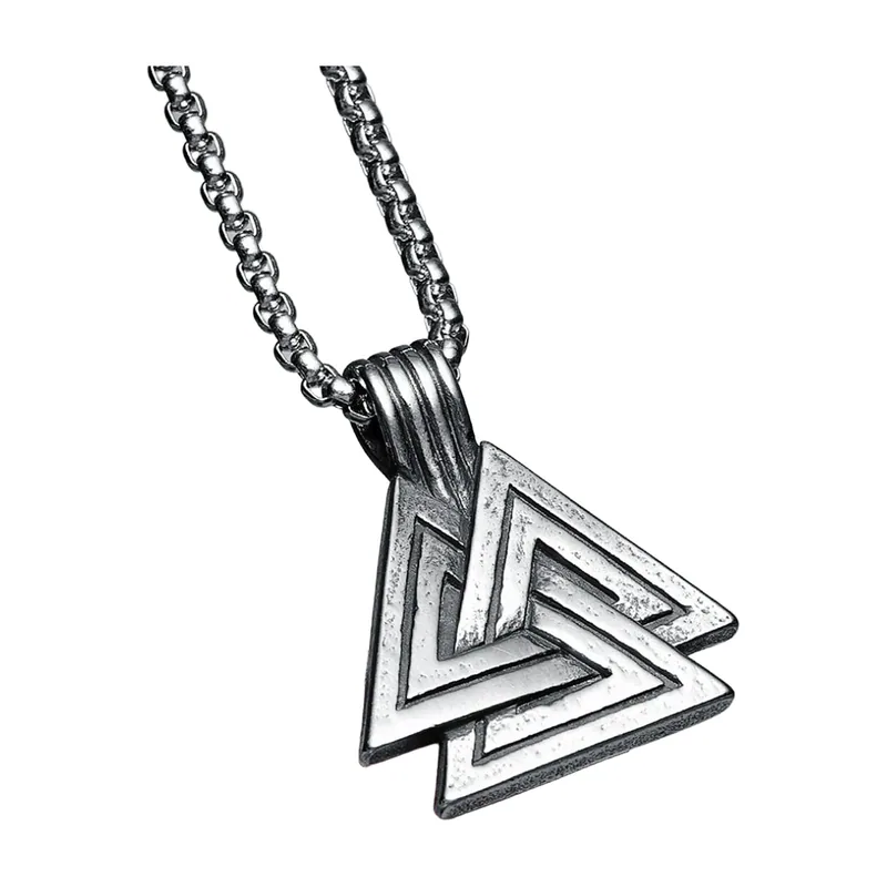 Collier Pendentif Valknut Triangle, Acier Inoxydable 316L