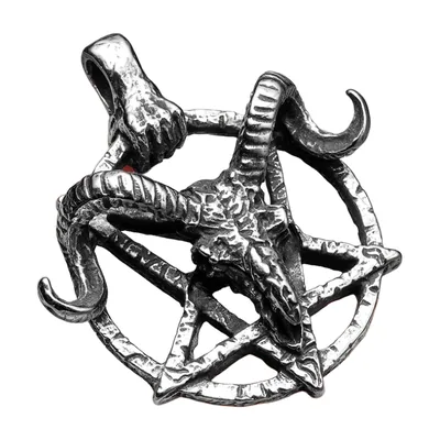 Pendente Teschio di Capra e Pentagramma con Catena, Acciaio Inossidabile