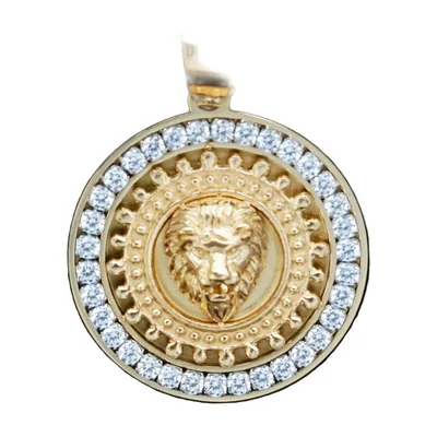 Lion Head Pendant Necklace with Cubic Zirconia, Stainless Steel