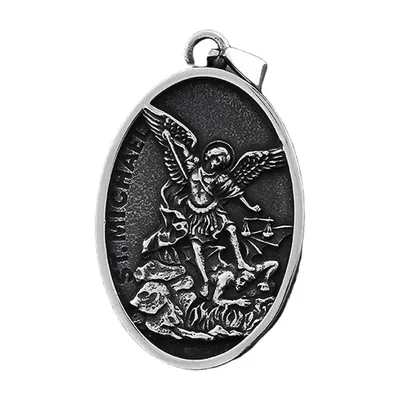 Erzengel Michael Medaillon Anhänger mit Kette, Edelstahl