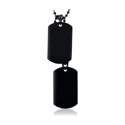 Collana con Doppio Dog Tag e Catena a Sfere, Acciaio Inossidabile