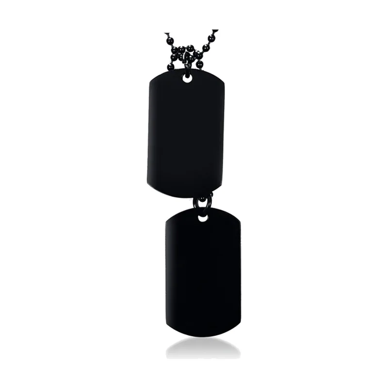 Double Dog Tag Pendant with Ball Chain, Stainless Steel