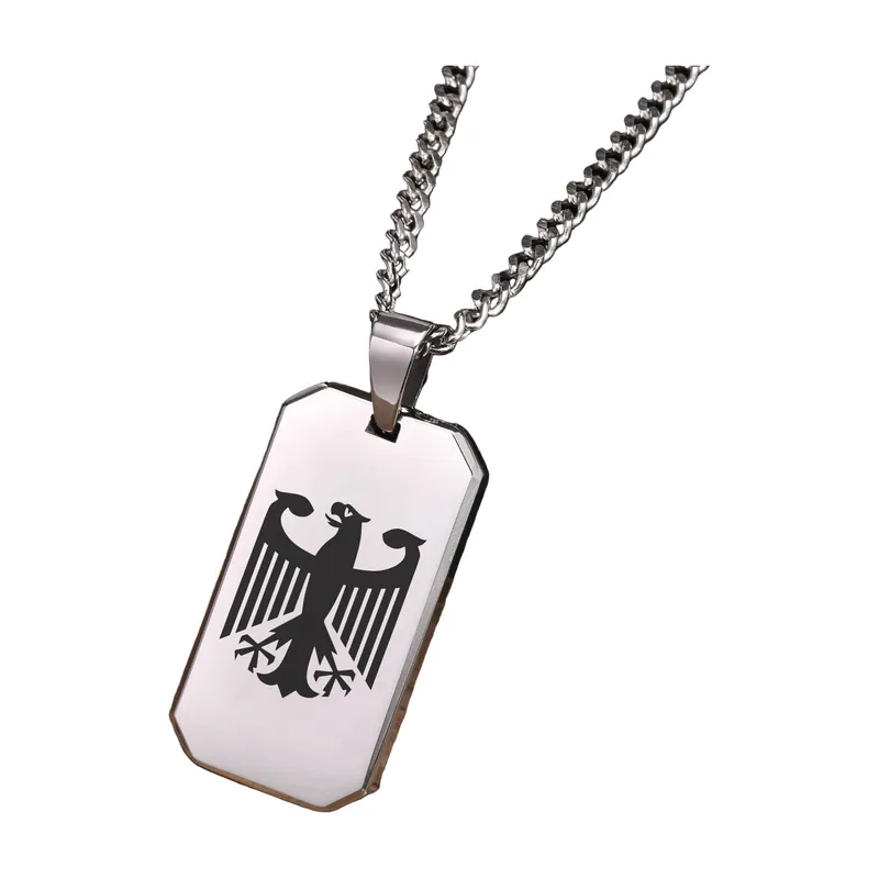Adler Dog Tag Anhänger mit Panzerkette, Edelstahl