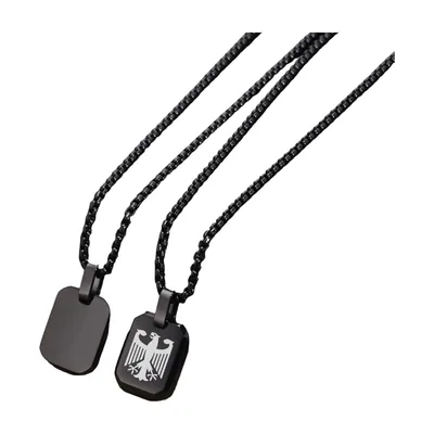 Pendentif Plaque Militaire Aigle avec Chaîne, Acier Inoxydable