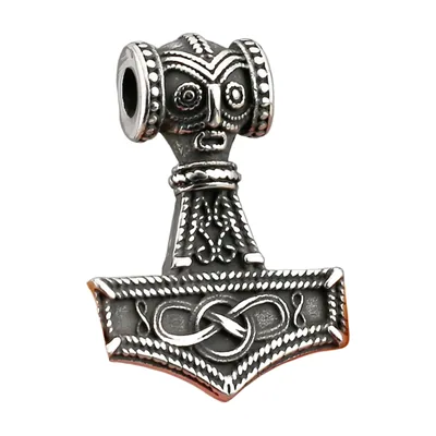 Mjölnir Thors Hammer Anhänger mit keltischem Knoten, Edelstahl