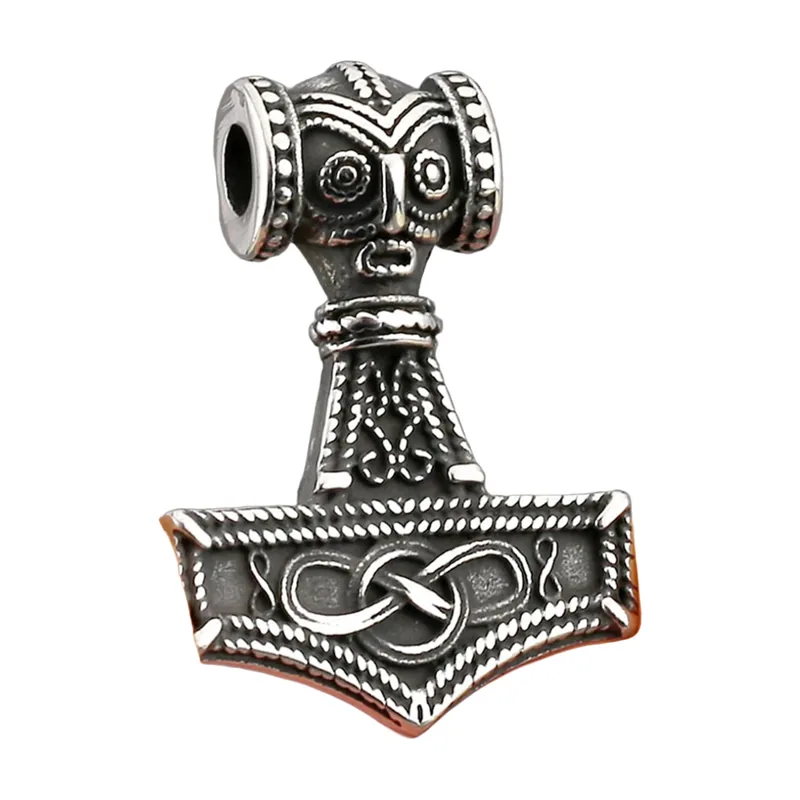 Pendentif Mjolnir Marteau de Thor avec Nœud Celtique, Acier Inoxydable