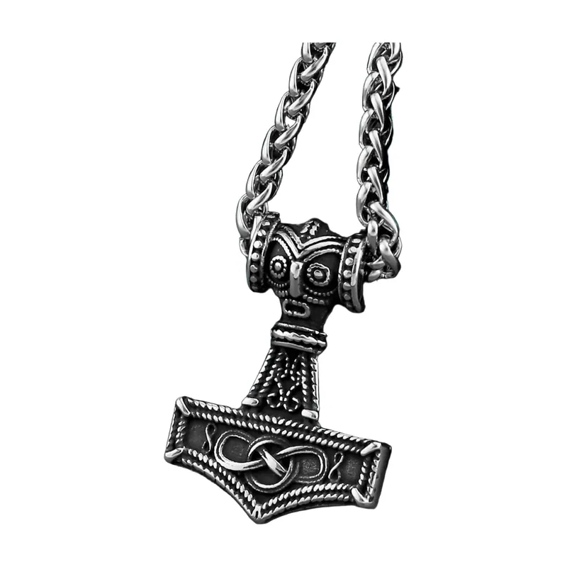Collier Mjölnir Marteau de Thor avec Nœud Celtique, Acier Inoxydable