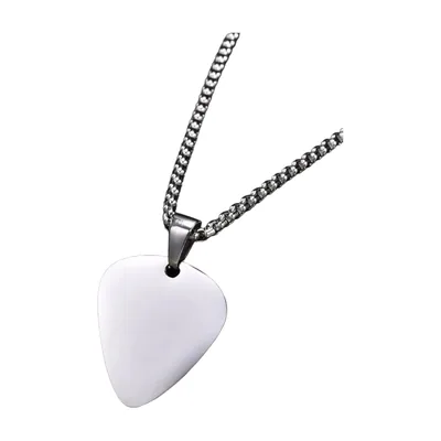 Gitarren-Plektrum Anhänger mit Kette, Edelstahl