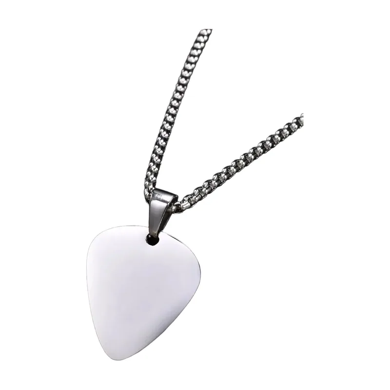 Colgante de Púa de Guitarra con Cadena, Acero Inoxidable