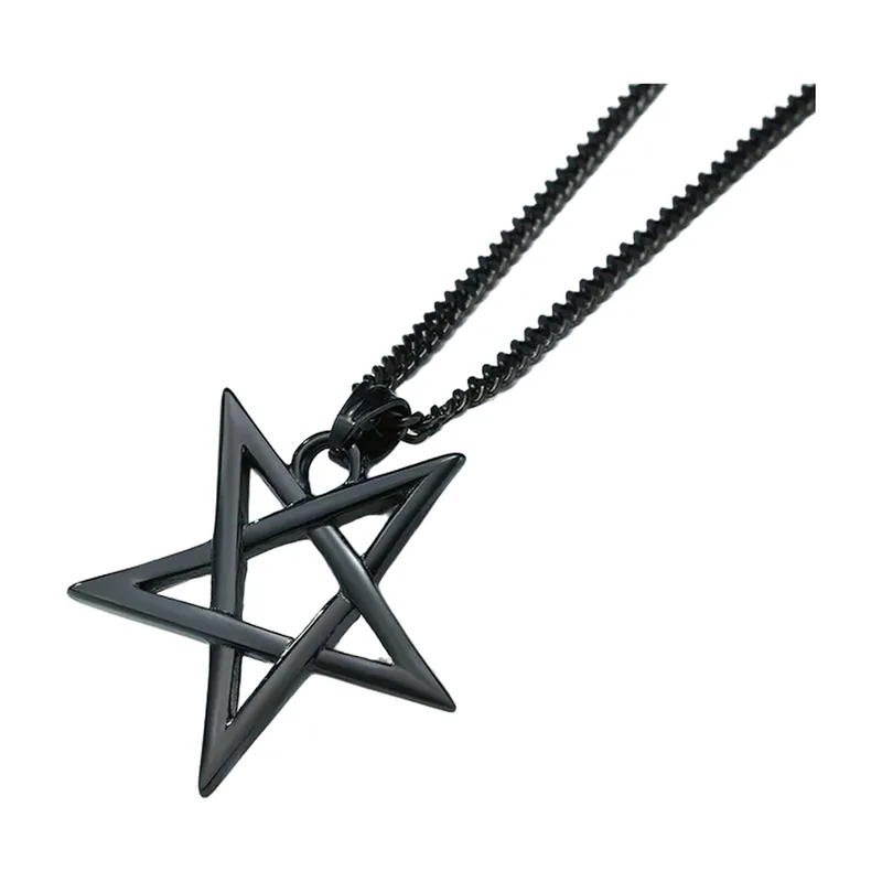 Pentagramm Stern Anhänger mit Panzerkette, Edelstahl