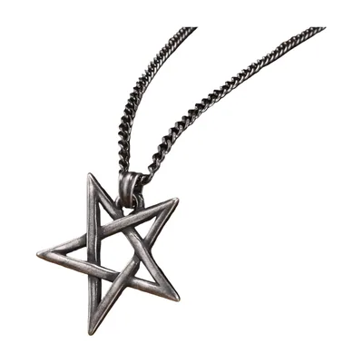 Pentagramm Anhänger mit Curb-Kette, Edelstahl