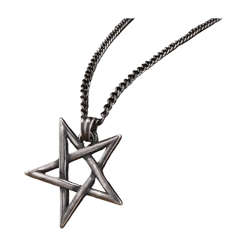 Pentagramm Anhänger mit Curb-Kette, Edelstahl