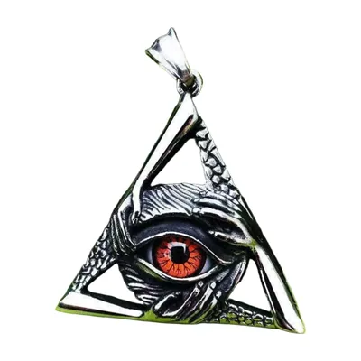 All-Seeing Eye Pendant with Red Stone, Stainless Steel