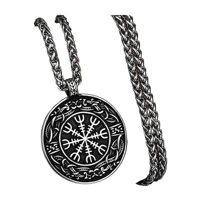 Aegishjalmur Helm of Awe Pendant with Curb Chain, Stainless Steel