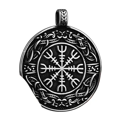 Aegishjalmur Helm of Awe Pendant with Chain, Stainless Steel