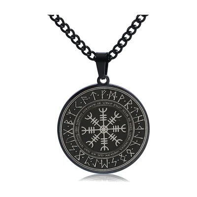 Vegvisir Wikinger Runen-Anhänger mit Panzerkette, Edelstahl