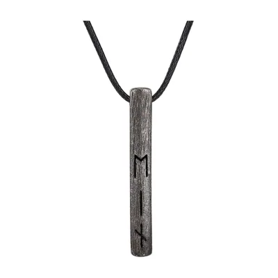 Collier Runes Nordiques avec Cordon Noir, Acier Inoxydable