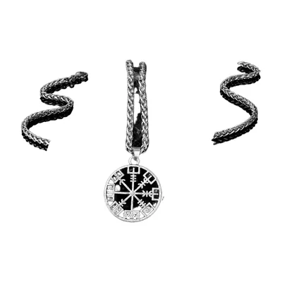 Vegvisir Nordic Compass Pendant with Rope Chain, Stainless Steel