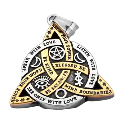 Valknut Dreieck-Anhänger mit nordischen Symbolen, Edelstahl
