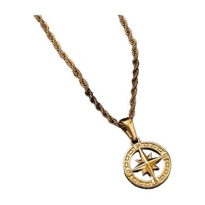 Colgante de Brújula con Estrella Polar, Acero Inoxidable