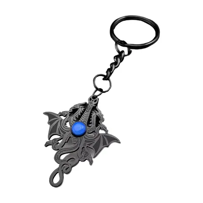 Drachen-Anhänger mit blauem Stein, Edelstahl