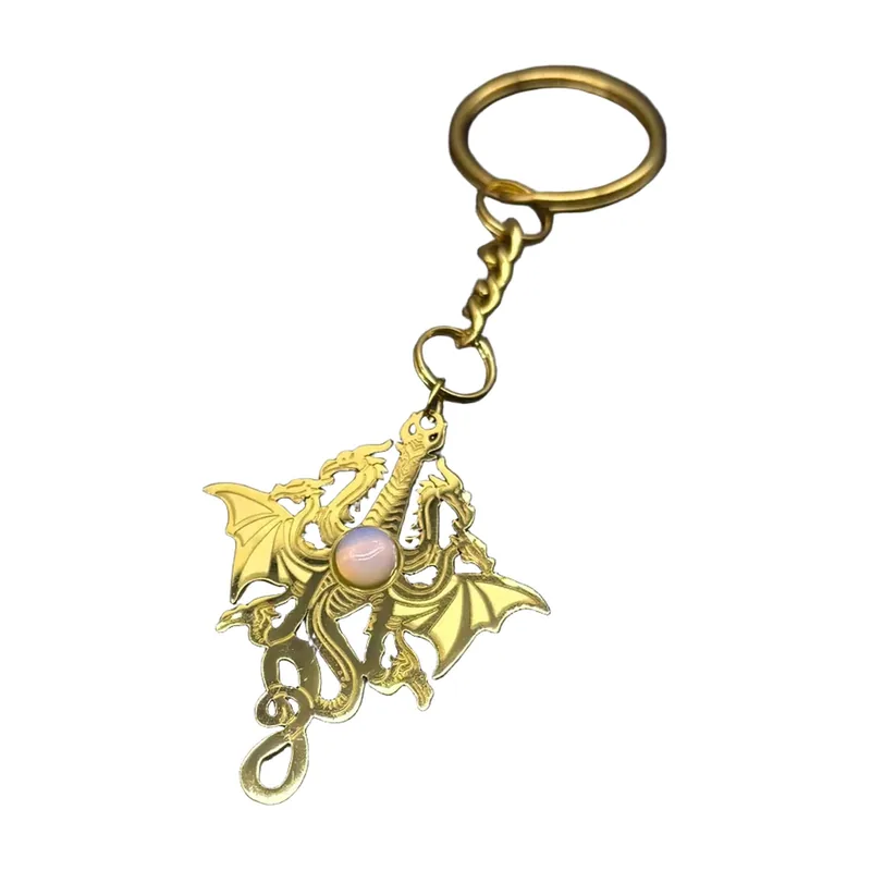 Collier Pendentif Dragon avec Pierre Blanche, Acier Inoxydable