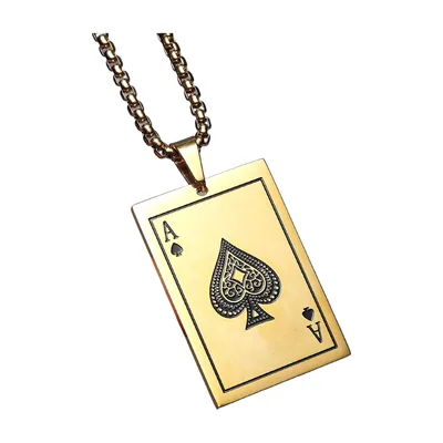 Colgante de Carta As de Espadas con Cadena, Acero Inoxidable