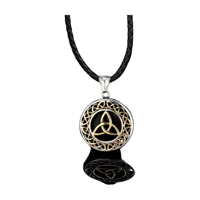 Keltischer Knoten und Triquetra Anhänger mit geflochtener Kordel, Edelstahl