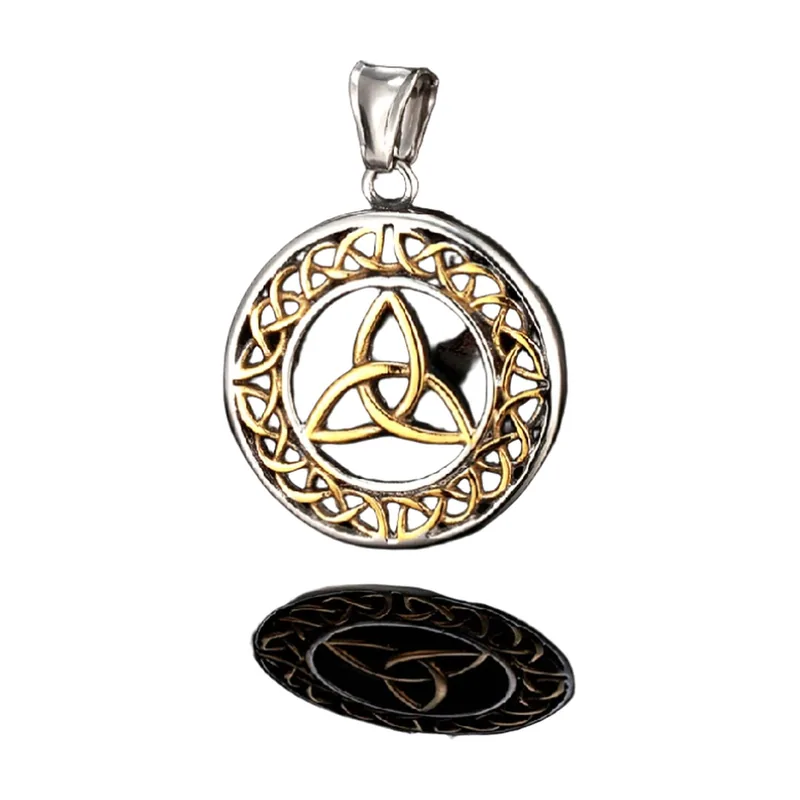 Pendentif Nœud Celtique avec Symbole Triquetra, Acier Inoxydable