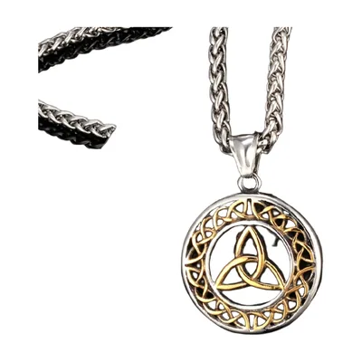 Celtic Knot Triquetra Pendant with Curb Chain, Stainless Steel