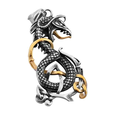 Collier Pendentif Dragon Ouroboros, Acier Inoxydable 316L