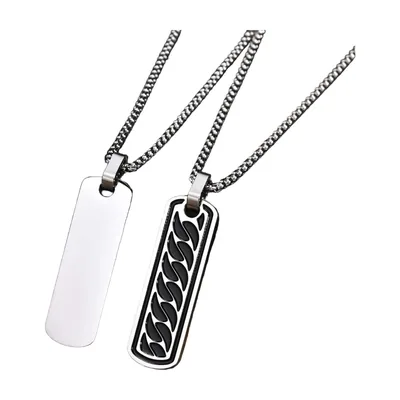 Rectangular Bar Pendant Necklace, 316L Stainless Steel
