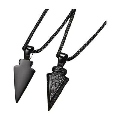 Colgante de Punta de Flecha con Cadena Negra, Acero Inoxidable