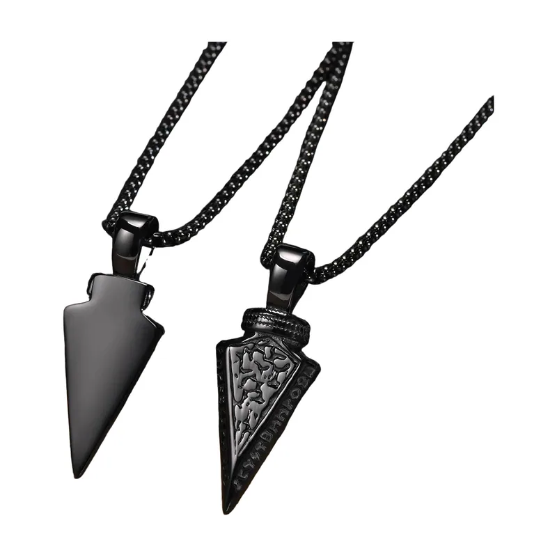 Colgante de Punta de Flecha con Cadena Negra, Acero Inoxidable