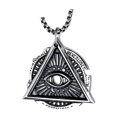 Collier Pendentif Œil Providentiel avec Zirconia, Acier Inoxydable