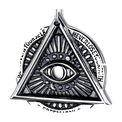 Collier Pendentif Œil Providence avec Zirconia, Acier Inoxydable