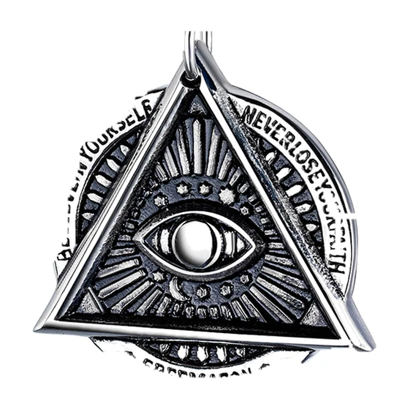 Collier Pendentif Œil Providence avec Zirconia, Acier Inoxydable