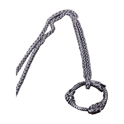 Pendente Drago Ouroboros con Catena a Spiga, Acciaio Inossidabile
