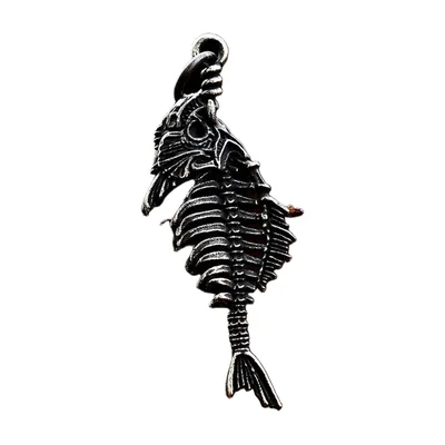 Fischskelett Anhänger mit Kette, 316L Edelstahl