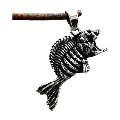 Fish Skeleton Pendant Necklace, 316L Stainless Steel