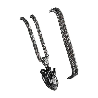 Anatomisches Herz Anhänger mit Kordelkette, Edelstahl