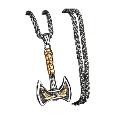 Colgante de Hacha Vikinga con Detalles Valknut, Acero Inoxidable